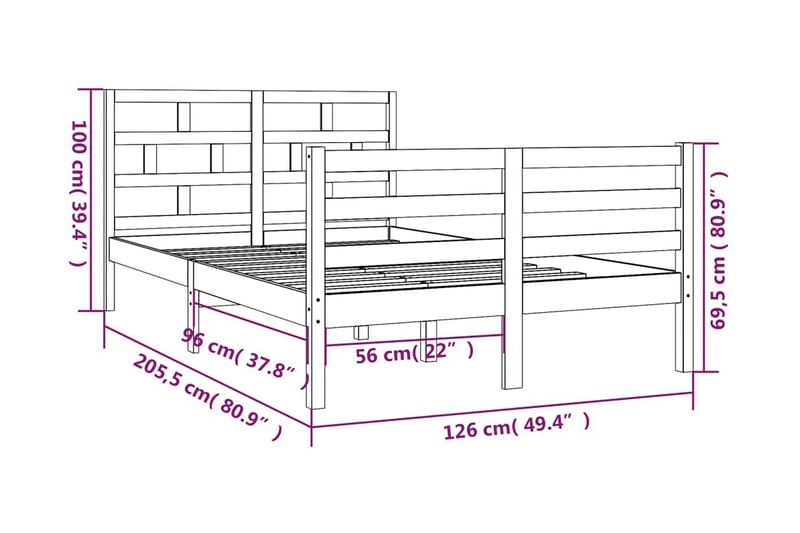 Sängram vit massivt furu 120x200 cm enkelsäng - Vit - Möbler - Säng - Sängram & sängstomme