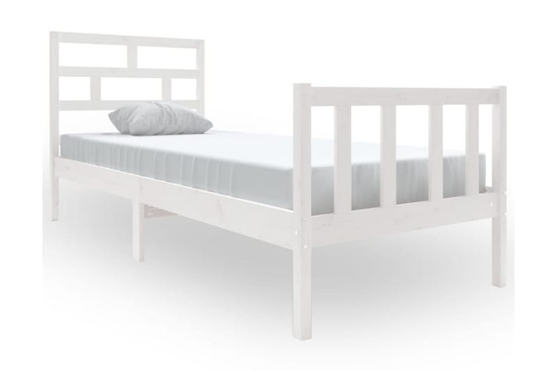 Sängram vit massivt furu 75x190 cm liten enkelsäng - Vit - Möbler - Säng - Sängram & sängstomme