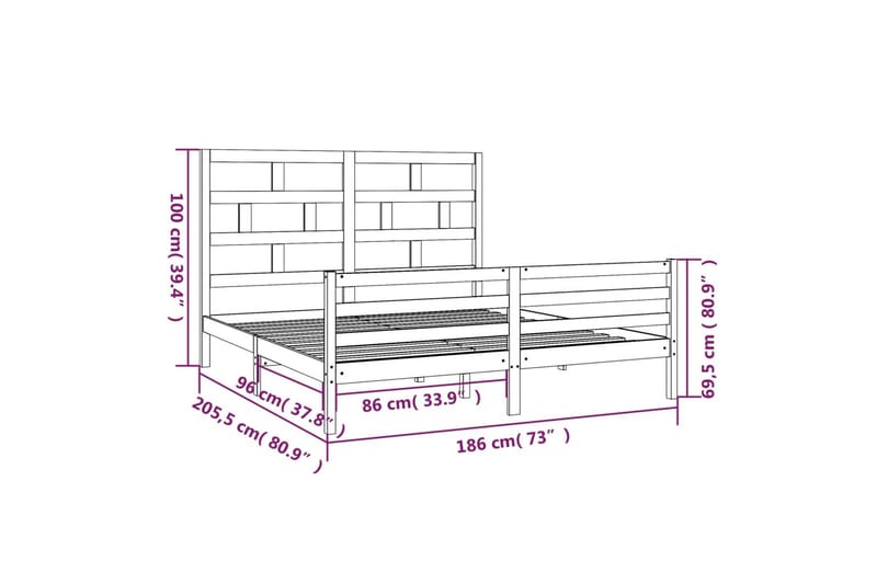 Sängram vit massivt trä 180x200 cm - Vit - Möbler - Säng - Sängram & sängstomme