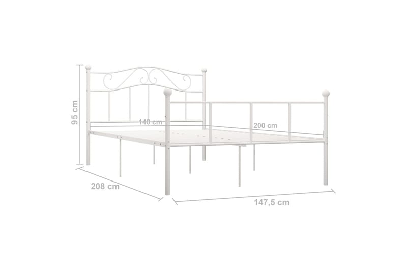 Sängram vit metall 140x200 cm - Vit - Möbler - Säng - Sängram & sängstomme