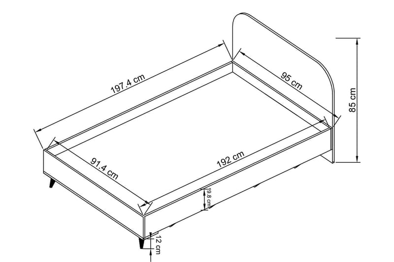 Sängram Parvinder 92x198 cm - Vit - Möbler - Säng - Sängram & sängstomme