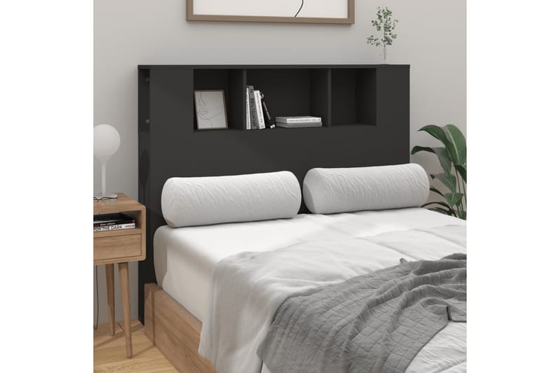 beBasic Sänggavel med förvaring svart 120x18,5x104,5 cm - Black - Möbler - Säng - Sängtillbehör & sänggavel - Sänggavel