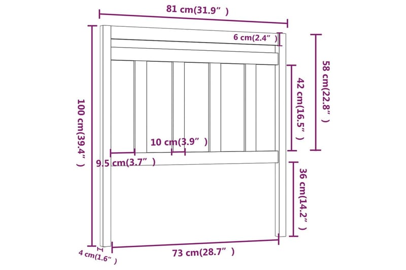 Sänggavel 81x4x100 cm massiv furu - Brun - Möbler - Säng - Sängtillbehör & sänggavel - Sänggavel