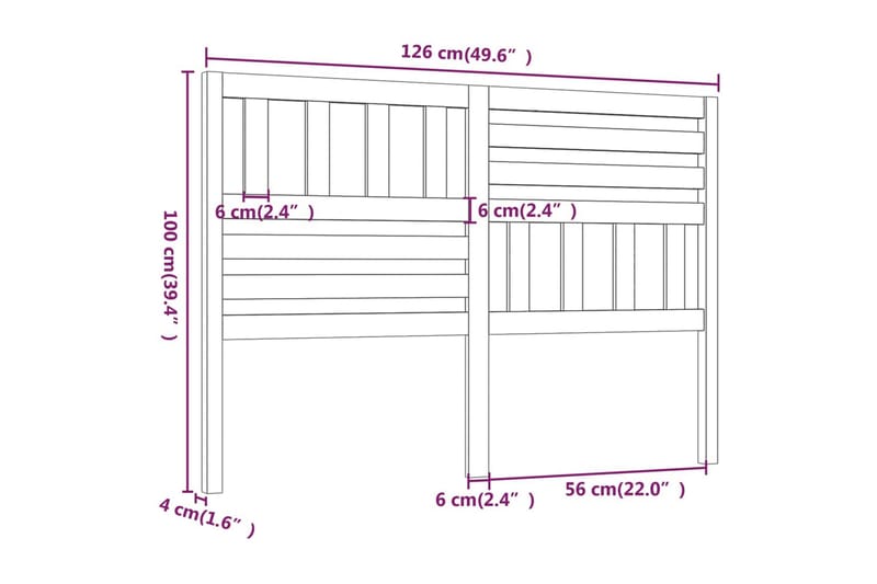 Sänggavel grå 126x4x100 cm massiv furu - Grå - Möbler - Säng - Sängtillbehör & sänggavel - Sänggavel