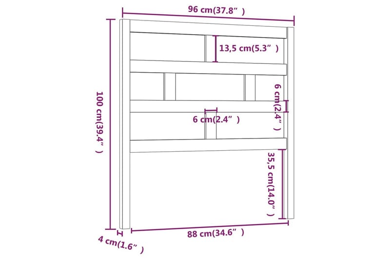 Sänggavel grå 96x4x100 cm massiv furu - Grå - Möbler - Säng - Sängtillbehör & sänggavel - Sänggavel