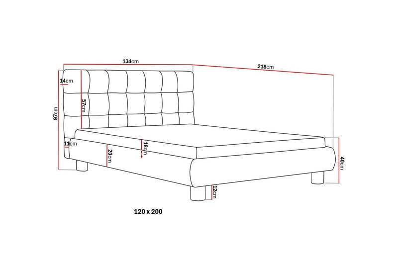 Teddy Komplett Sängpaket Sängram med Madrass 120x200 cm - Svart - Möbler - Säng - Ramsäng