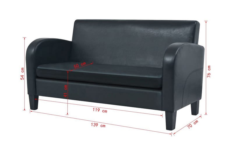 2-sitssoffa i konstläder svart - Svart - Möbler - Soffa - 2 sits soffa