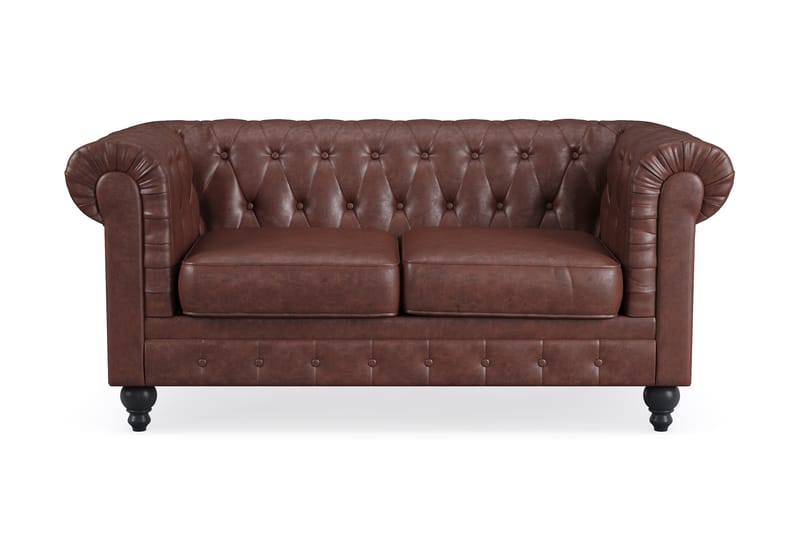 2-sits Soffa Chester Lyx - Mörkbrun PU - Möbler - Soffa - Chesterfield soffa