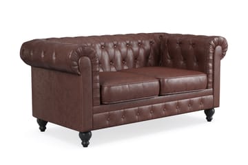 2-sits Soffa Chester Lyx - Mörkbrun PU - Möbler - Soffa - Chesterfield soffa