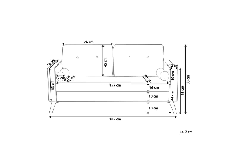 Soffa 2 Sits Kalmar - Grå|Vit - 2 sits soffa