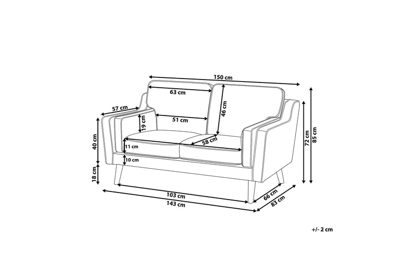 Soffa 2 Sits Lokka - Svart|Grå - Möbler - Soffa - 2 sits soffa