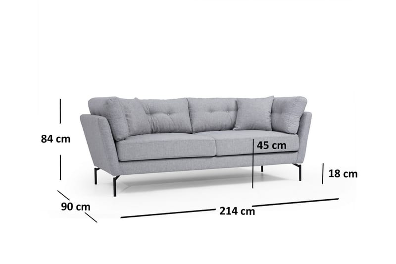 3-Sits Soffa Izena - Grå - Möbler - Soffa - 3 sits soffa