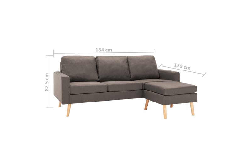 3-sitssoffa med fotpall taupe tyg - Brun - Möbler - Soffa - 3 sits soffa