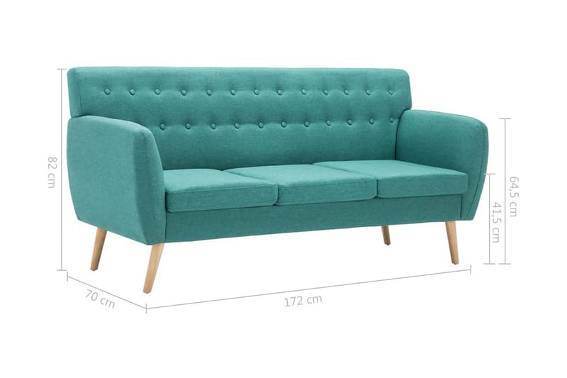 3-sitssoffa med tygklädsel 172x70x82 cm grön - Grön - Möbler - Soffa - 3 sits soffa