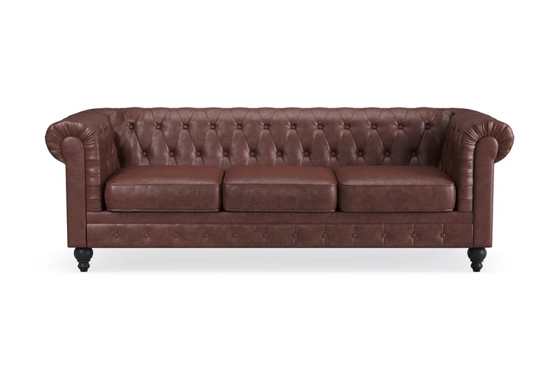 3-sits Soffa Chester Lyx - Mörkbrun PU - Möbler - Soffa - Chesterfield soffa