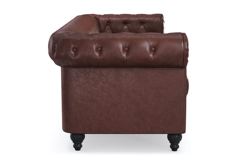 3-sits Soffa Chester Lyx - Mörkbrun PU - Möbler - Soffa - Chesterfield soffa