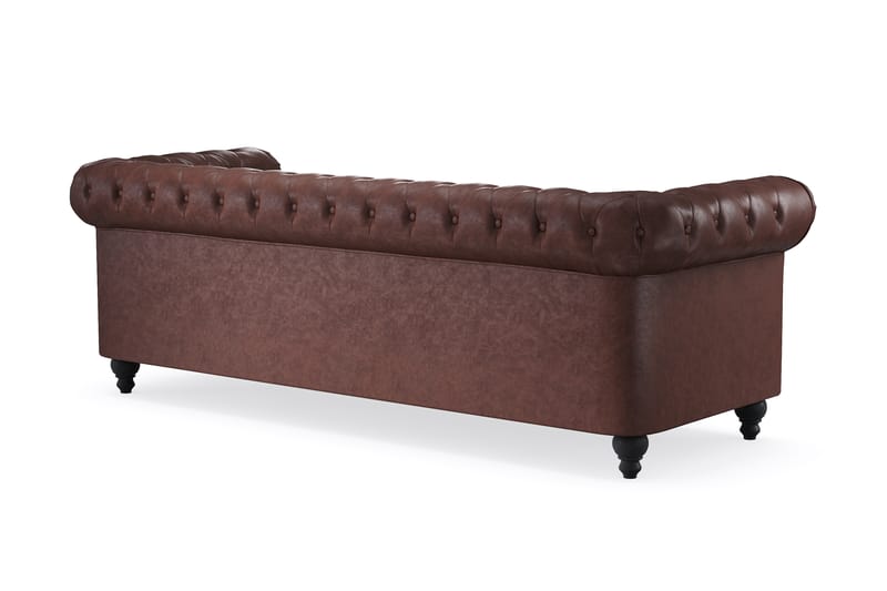 3-sits Soffa Chester Lyx - Mörkbrun PU - Möbler - Soffa - Chesterfield soffa