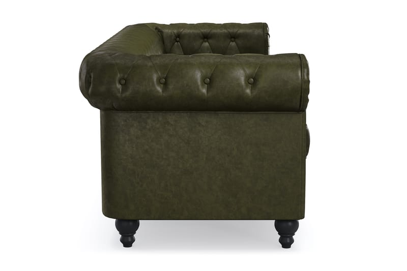 3-sits Soffa Chester Lyx - Mörkgrön PU - Möbler - Soffa - Chesterfield soffa