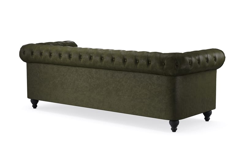 3-sits Soffa Chester Lyx - Mörkgrön PU - Möbler - Soffa - Chesterfield soffa