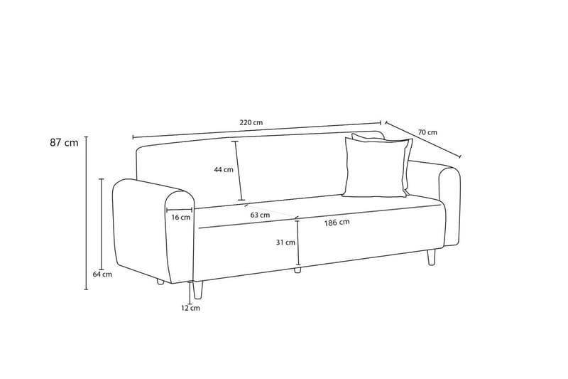 3-sits Soffa Noya - Creme - Möbler - Soffa - 3 sits soffa