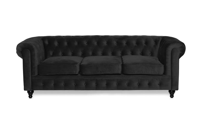 Sammetssoffa Walton Lyx 3-sits - Svart - Möbler - Soffa - 3 sits soffa