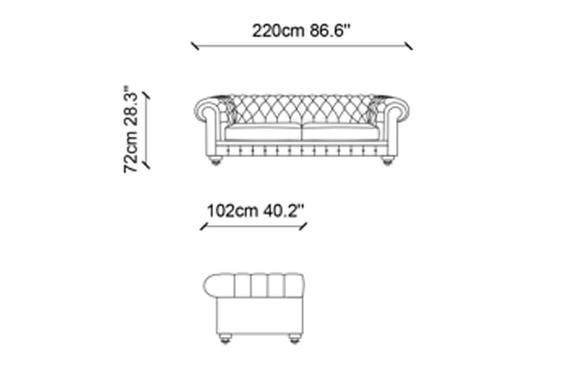 Soffa Londonette 3-sits - Grå - Möbler - Soffa - 3 sits soffa