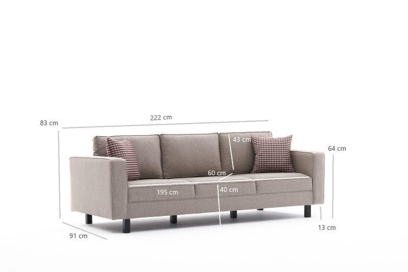 Soffa Vivianna 3-sits - Cream - Möbler - Soffa - 3 sits soffa