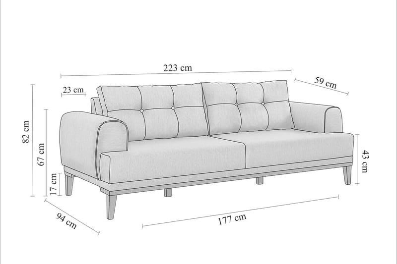 3-sits Soffa Vinadi - Antracit - Möbler - Soffa - 3 sits soffa