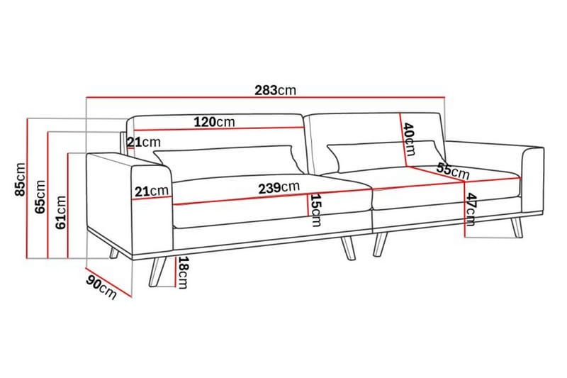 4-sits Linnesoffa Haga - Beige - Möbler - Soffa - 4 sits soffa