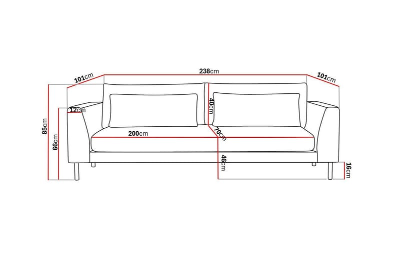 4-sits Soffa Florenz Hel dyna - Grå/Beige - Möbler - Soffa - 4 sits soffa