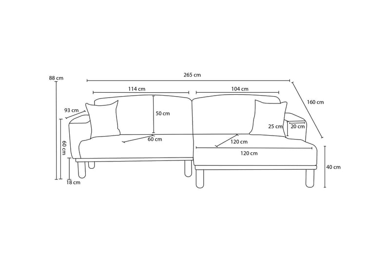 4-sits Soffa med Divan Arman - Antracit - Möbler - Soffa - Divansoffa & schäslongsoffa - 4 sits soffa med divan