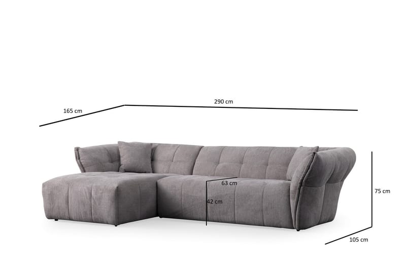 4-sits Soffa med Divan Azzo - Ljusgrå - Möbler - Soffa - Divansoffa & schäslongsoffa - 4 sits soffa med divan