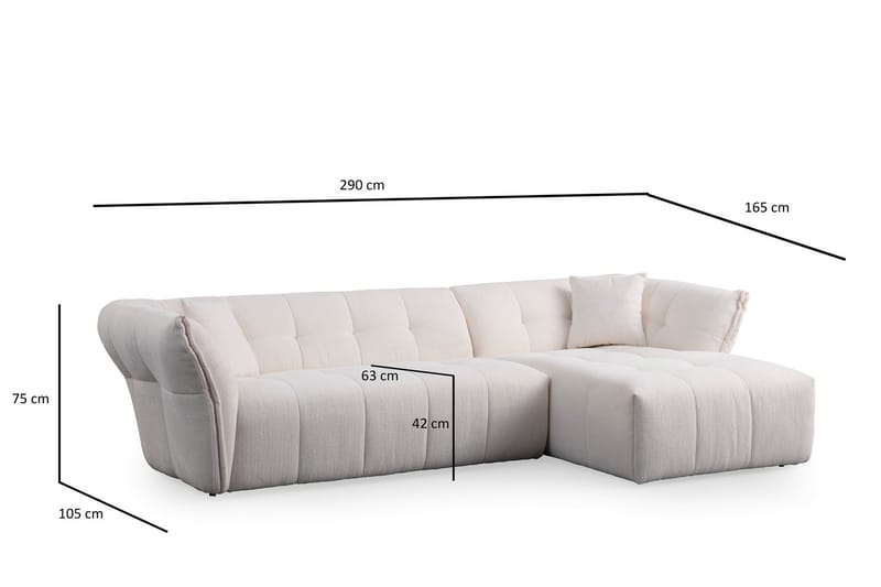 4-sits Soffa med Divan Azzo - Vit - Möbler - Soffa - Divansoffa & schäslongsoffa - 4 sits soffa med divan