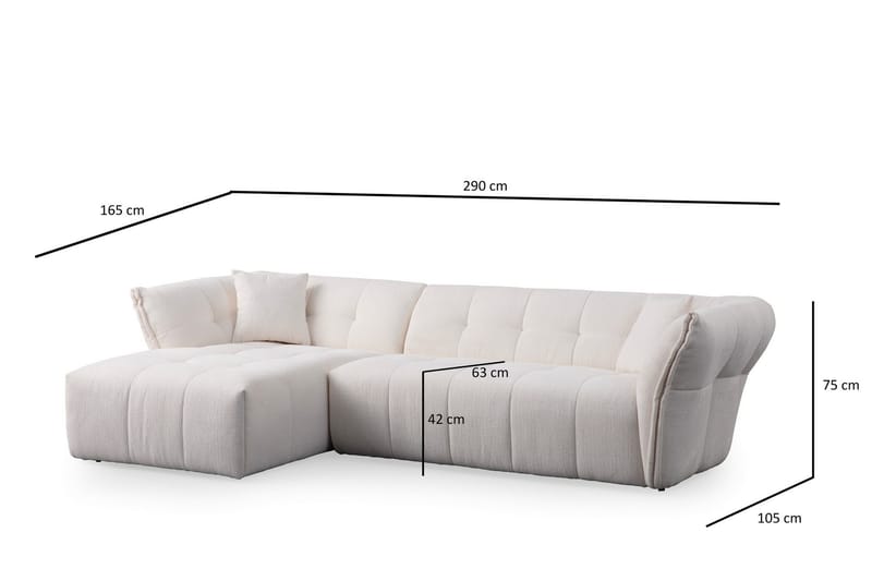 4-sits Soffa med Divan Azzo - Vit - Möbler - Soffa - Divansoffa & schäslongsoffa - 4 sits soffa med divan