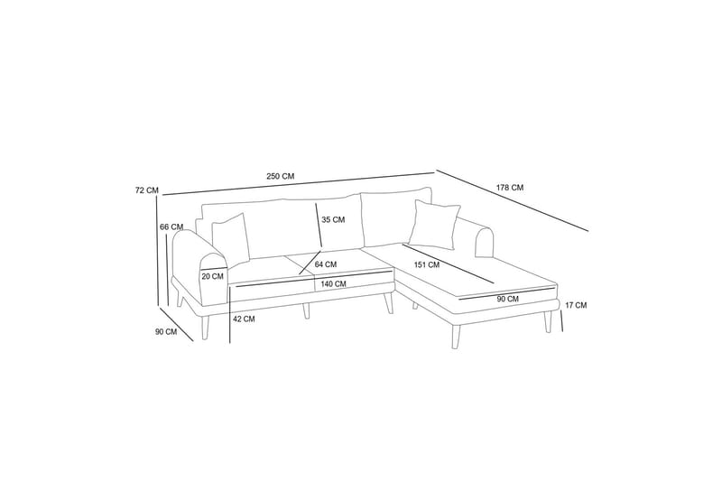 4-sits Soffa med Divan Khambalia - Antracit - Möbler - Soffa - Divansoffa & schäslongsoffa - 4 sits soffa med divan