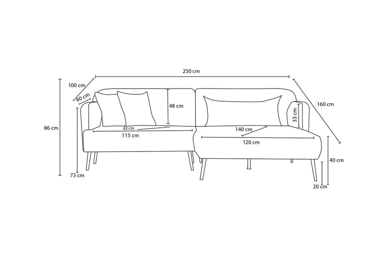 4-sits Soffa med Divan Revos - Antracit - Möbler - Soffa - Divansoffa & schäslongsoffa - 4 sits soffa med divan