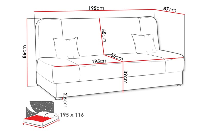 Abron Soffa 3-sits - Beige/Brun - Möbler - Soffa - 3 sits soffa