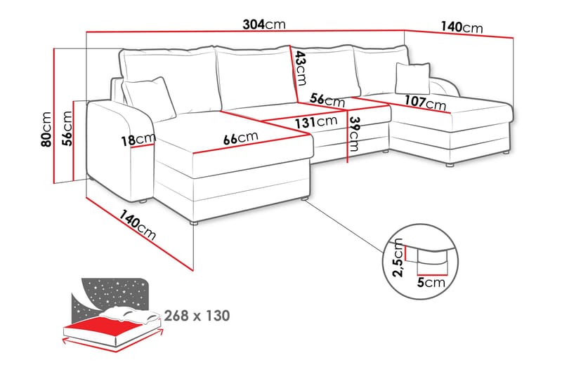 Alvared Soffa Dubbeldivan 4-sits - Ljusgrå/Grå - Möbler - Soffa - U-soffa