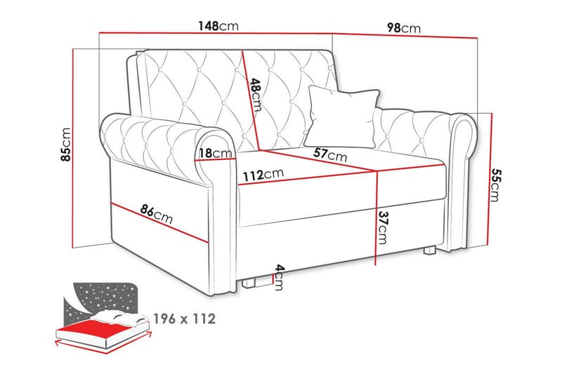 2-sits Bäddsoffa Denegal - Möbler - Soffa - Bäddsoffa - 2 sits bäddsoffa