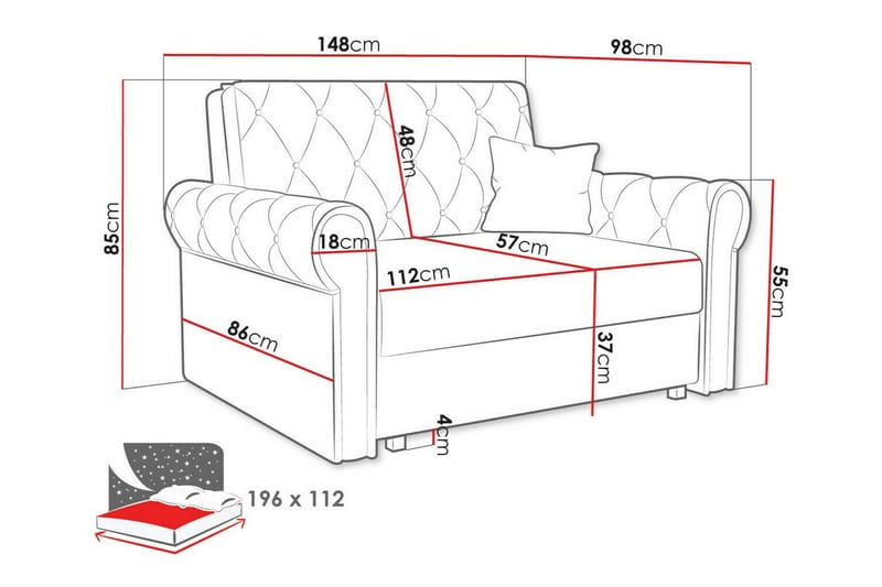 2-sits Bäddsoffa Denegal - Möbler - Soffa - Bäddsoffa - 2 sits bäddsoffa