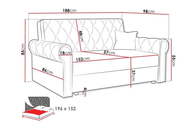 2-sits Bäddsoffa Denegal - Möbler - Soffa - Bäddsoffa - 2 sits bäddsoffa