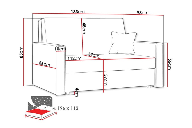 2-sits Bäddsoffa Denegal - Möbler - Soffa - Bäddsoffa - 2 sits bäddsoffa