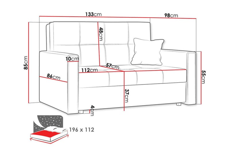 2-sits Bäddsoffa Denegal - Möbler - Soffa - Bäddsoffa - 2 sits bäddsoffa