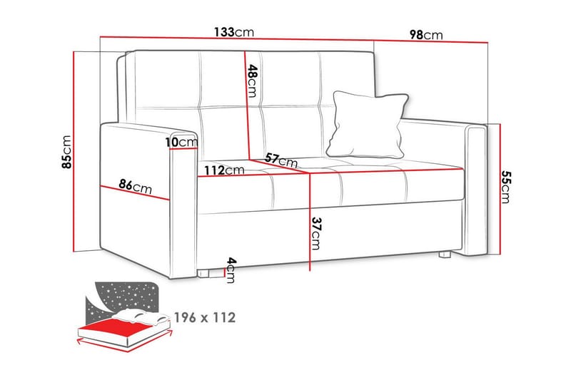 2-sits Bäddsoffa Denegal - Möbler - Soffa - Bäddsoffa - 2 sits bäddsoffa