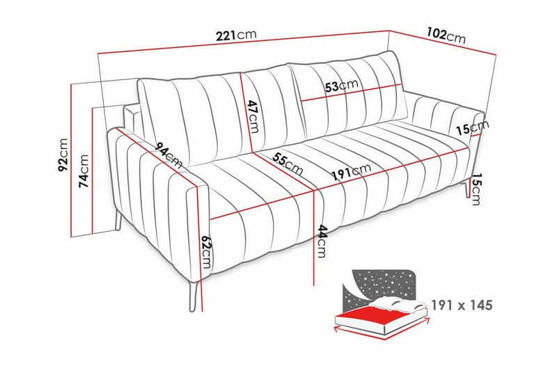 2-sits Bäddsoffa Graystone - Möbler - Soffa - Bäddsoffa - 2 sits bäddsoffa