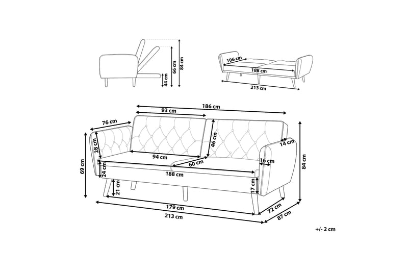 2-sits Bäddsoffa Keianes - Sammet/Mörkgrön - Möbler - Soffa - Bäddsoffa - 2 sits bäddsoffa