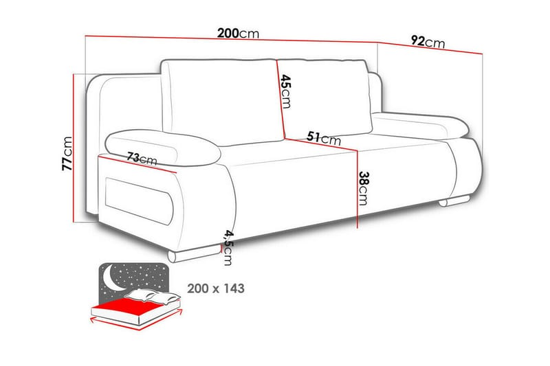 2-sits Bäddsoffa Kintore - Blå - Möbler - Soffa - Bäddsoffa - 2 sits bäddsoffa