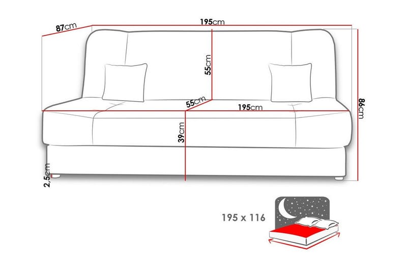 2-sits Bäddsoffa Kintore - Möbler - Soffa - Bäddsoffa - 2 sits bäddsoffa