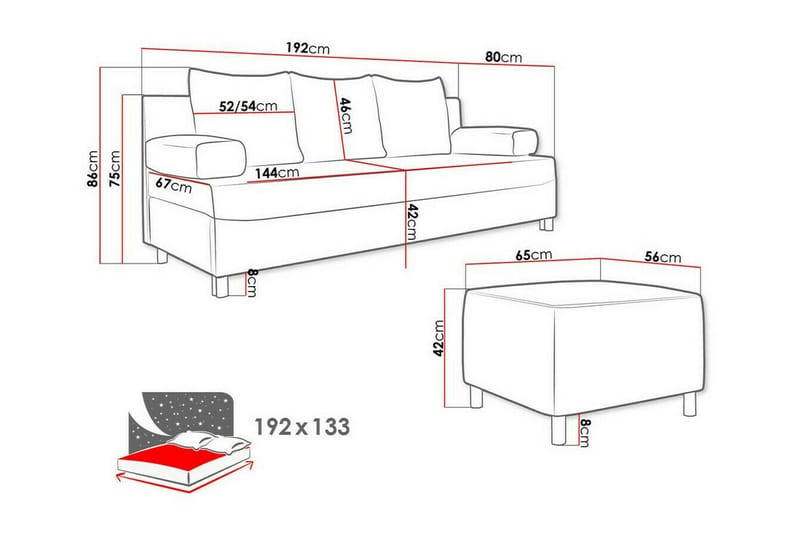 2-sits Bäddsoffa Kintore - Möbler - Soffa - Bäddsoffa - 2 sits bäddsoffa