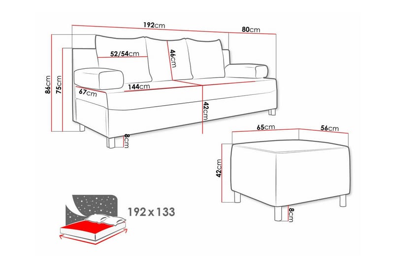 2-sits Bäddsoffa Kintore - Möbler - Soffa - Bäddsoffa - 2 sits bäddsoffa